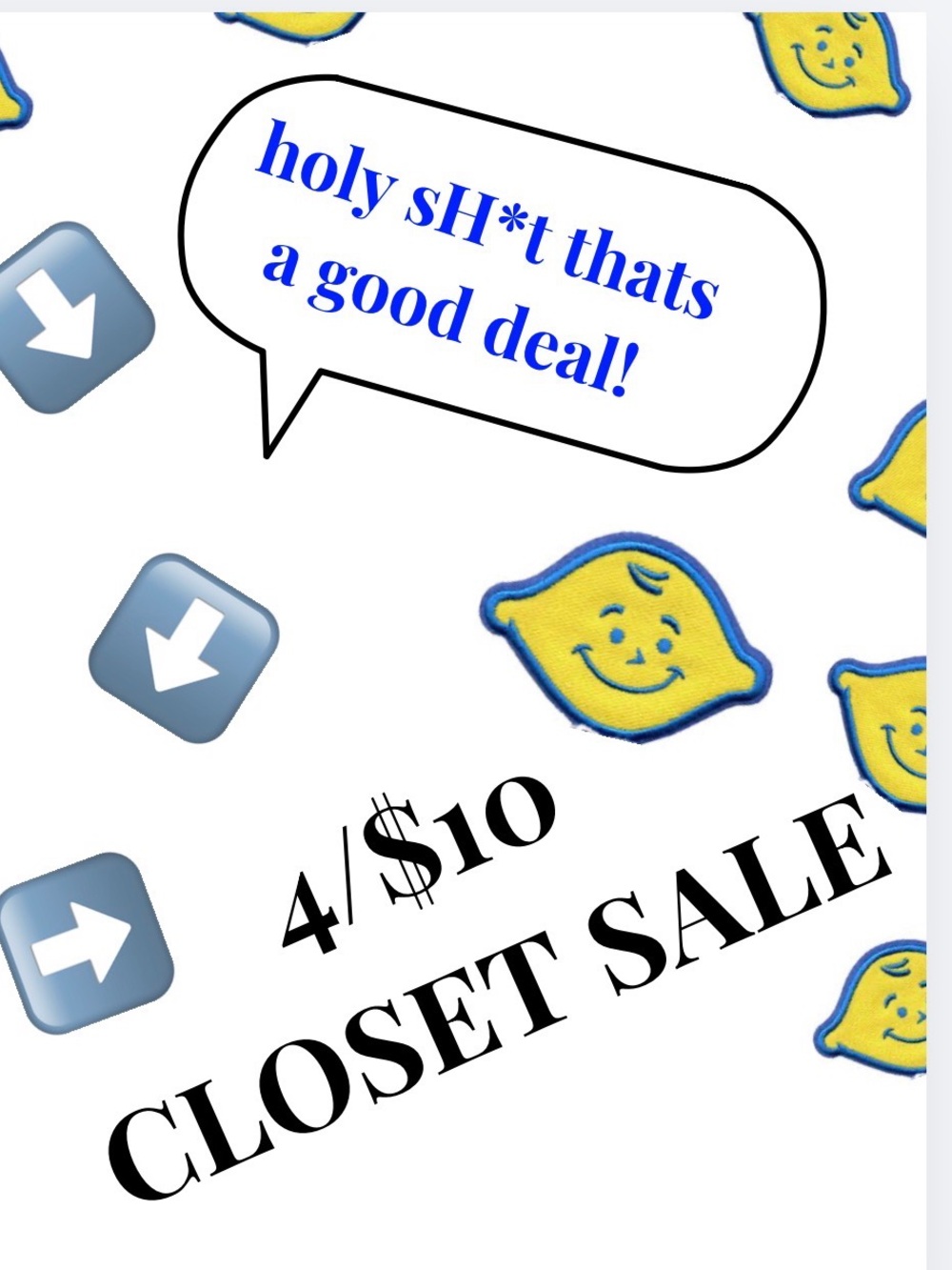 🚨CLOSETSALE🚨4/$10 ALLClothing-50-75% off ALLOtherListed🎁🍋